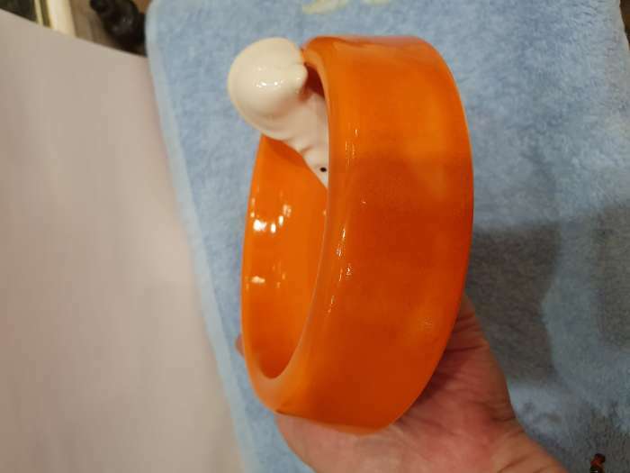 Фотография покупателя товара Миска "Белая мышка", оранжевая, керамика, 0.2 л - Фото 4