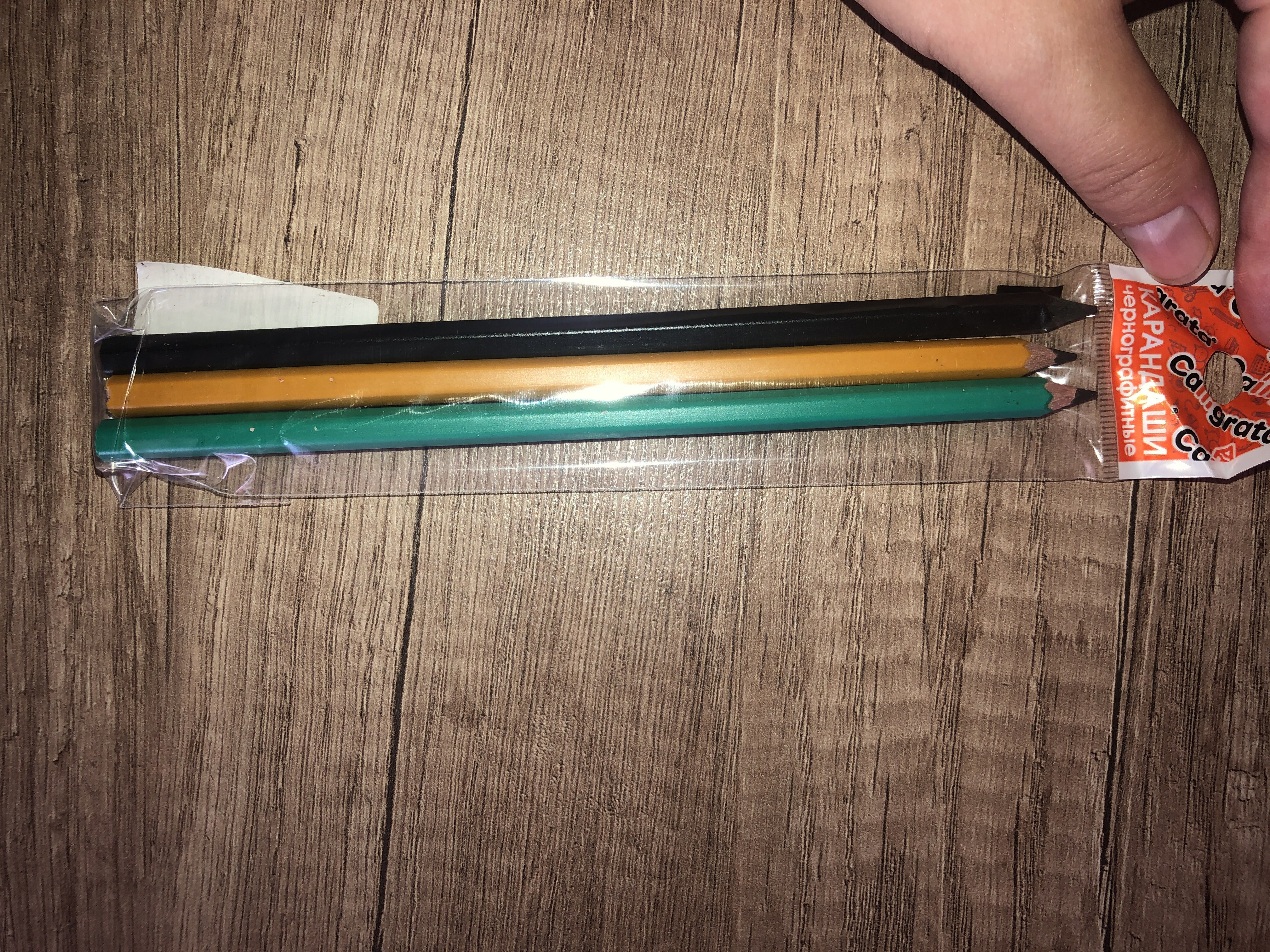 Фотография покупателя товара Набор карандашей чернографитных 3 штуки. HВ, Calligrata, пластиковых, корпус микс