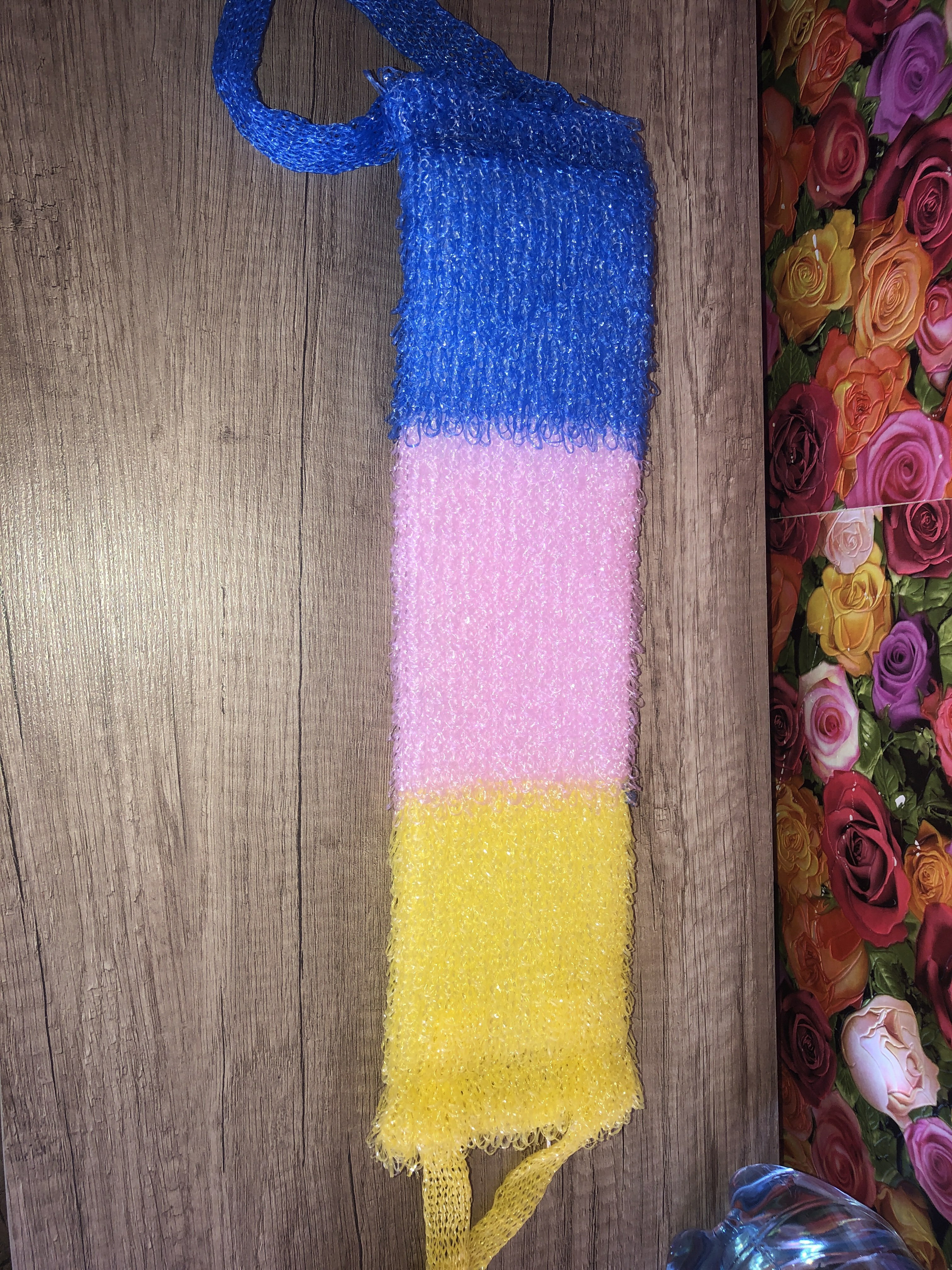 Фотография покупателя товара Мочалка для тела Доляна «Трёхцветная», 12×45 см, цвет микс