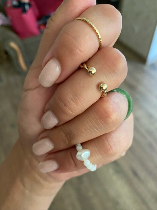 Фотография покупателя товара Кольцо набор 4 штуки «Джипси», бусинки, бело-зелёное в золоте, размер 16 - Фото 1