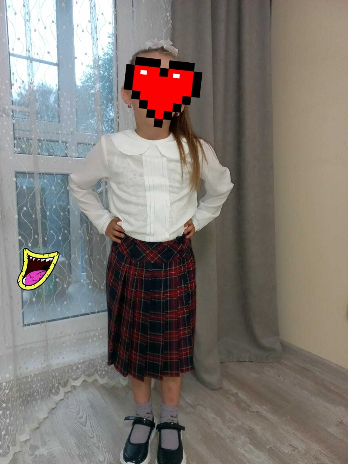 Фотография покупателя товара Школьная блузка для девочки, цвет белый, рост 134 - Фото 1