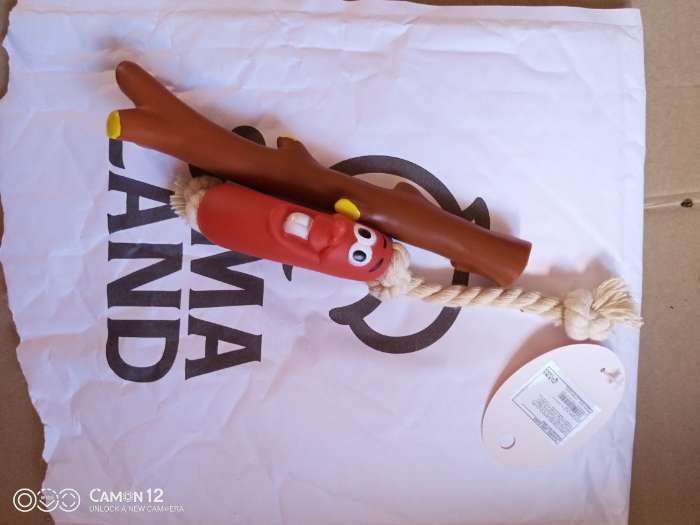 Фотография покупателя товара Игрушка "Весёлая сосиска на верёвке" для собак, 14 см - Фото 3