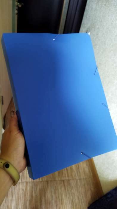 Фотография покупателя товара Папка-короб на резинке А4, 700 мкм, корешок 40 мм, Calligrata, пластик, синяя, до 300 листов - Фото 1
