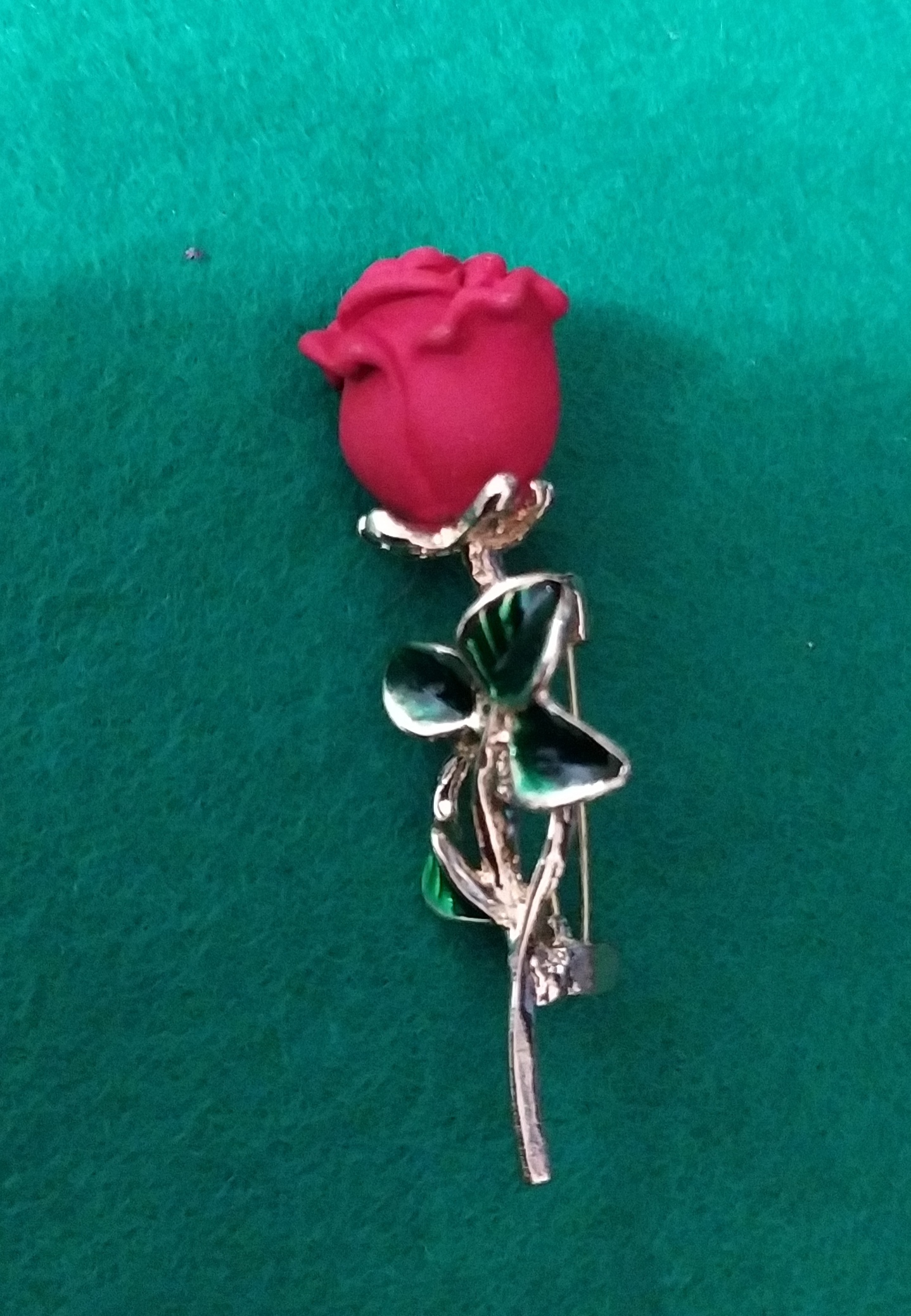 Фотография покупателя товара Брошь "Цветок" роза, цвет зелёный в серебряно-золотом - Фото 2