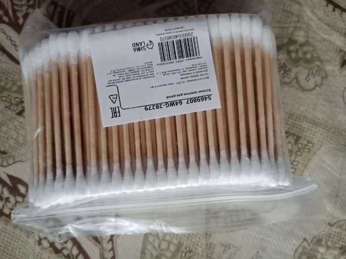Фотография покупателя товара Ватные палочки, пакет 100 шт., наконечник - классика, хлопок/бамбук(стик) - Фото 13