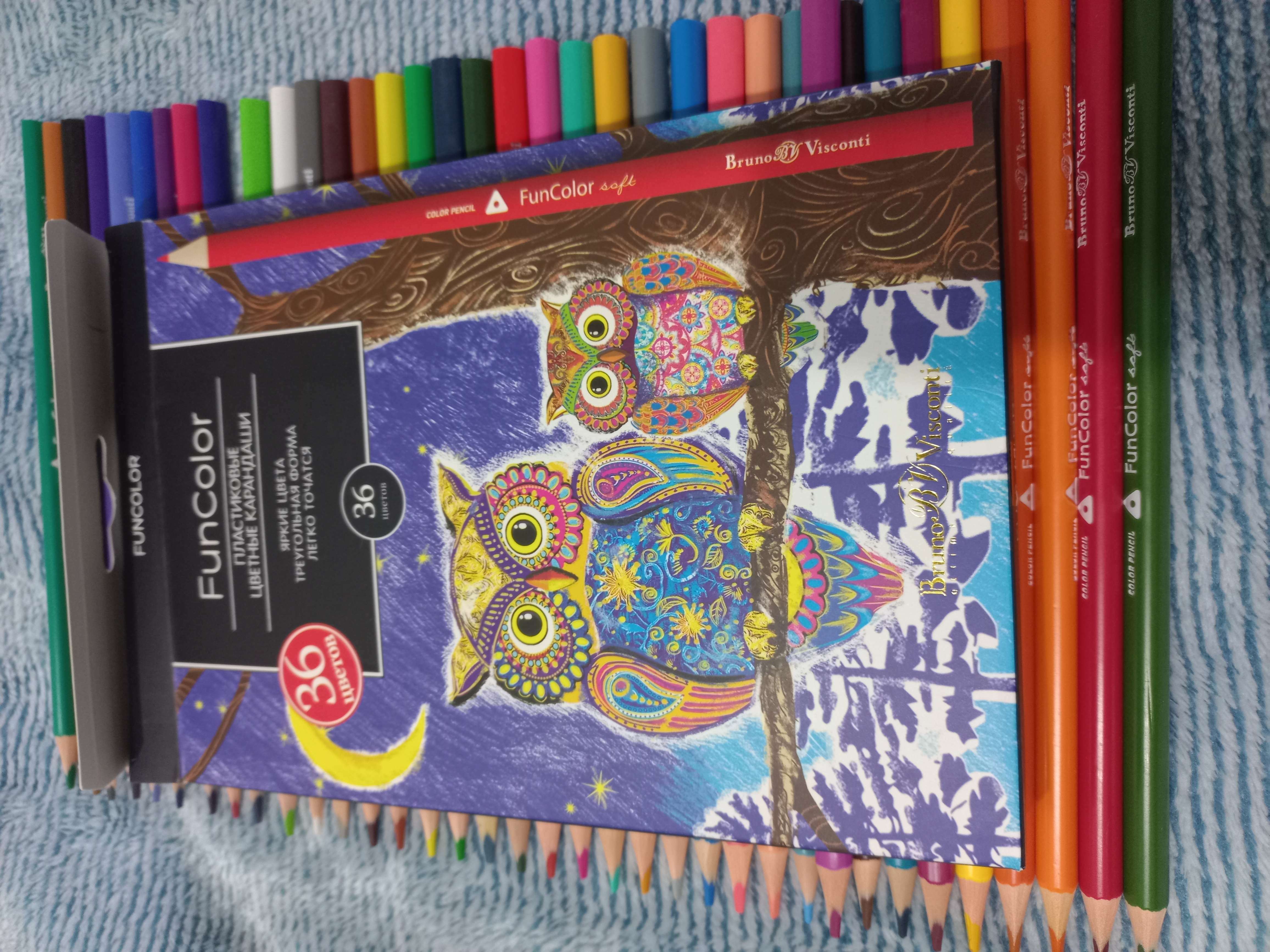 Фотография покупателя товара Карандаши цветные 36 цветов Funcolor пластиковые, МИКС - Фото 6