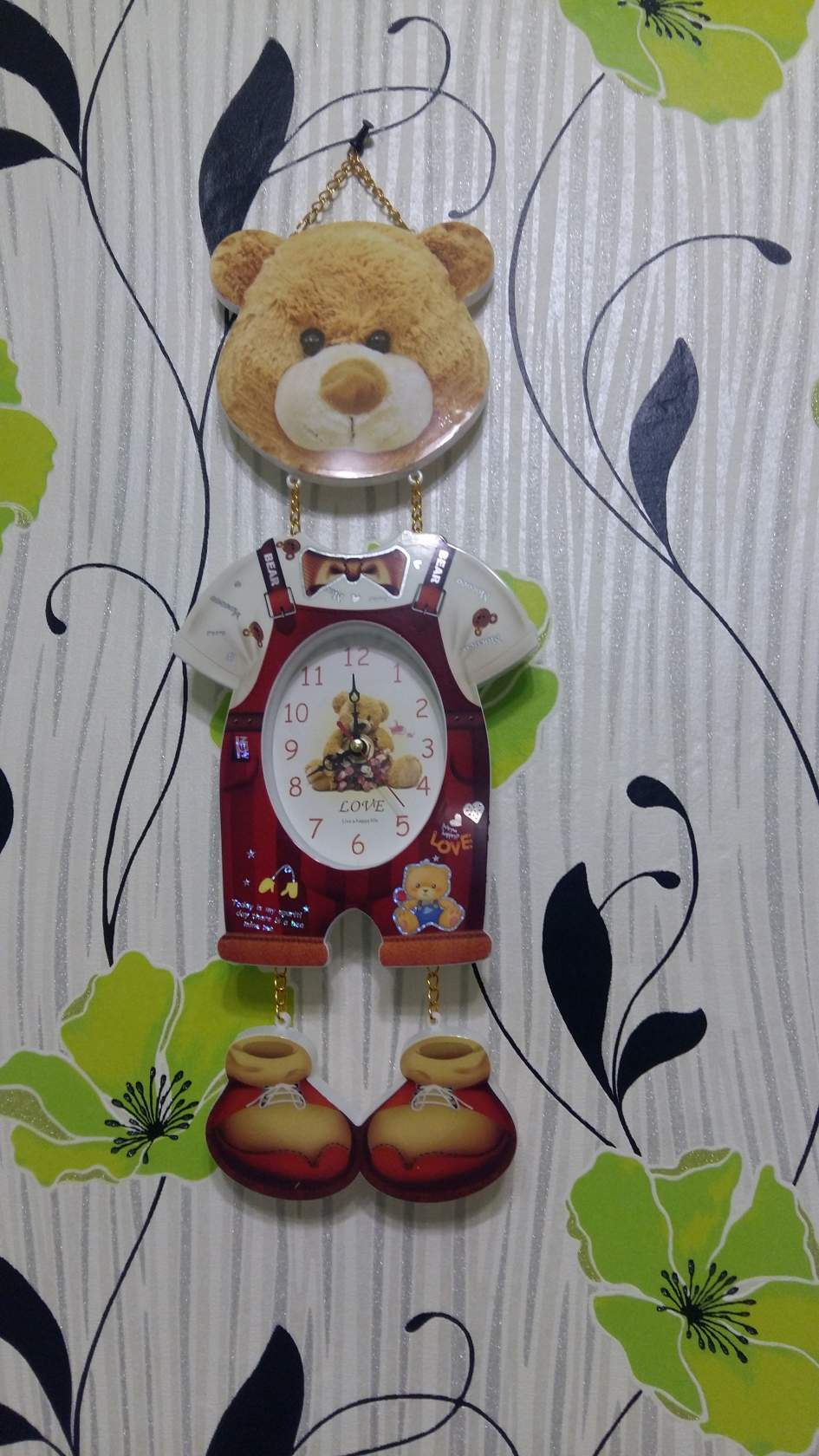 Фотография покупателя товара Детские настенные часы "Мишка", дискретный ход, 16 х 42 см