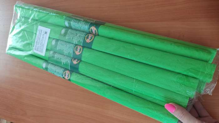 Фотография покупателя товара Бумага креповая поделочная гофро Koh-I-Noor 50 x 200 см 9755/17 светло-зелёный, в рулоне