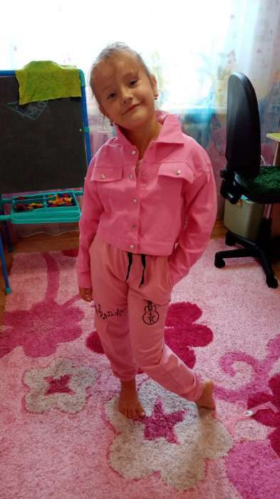 Фотография покупателя товара Рубашка для девочки джинсовая, укороченная KAFTAN, размер 36 (134-140 см), цвет розовый - Фото 2