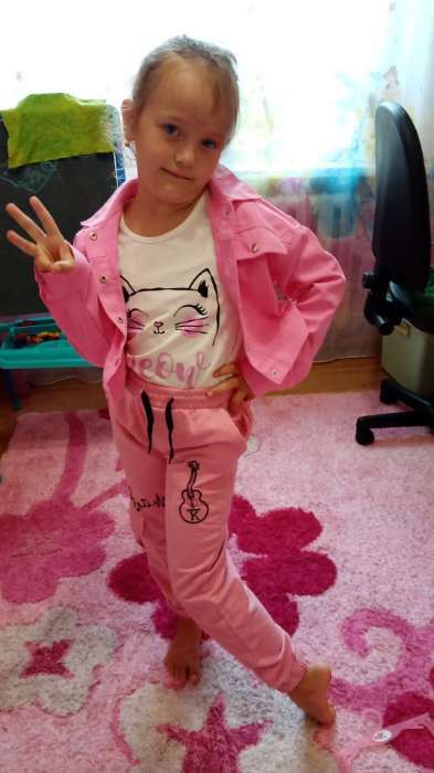 Фотография покупателя товара Рубашка для девочки джинсовая, укороченная KAFTAN, размер 36 (134-140 см), цвет розовый - Фото 1