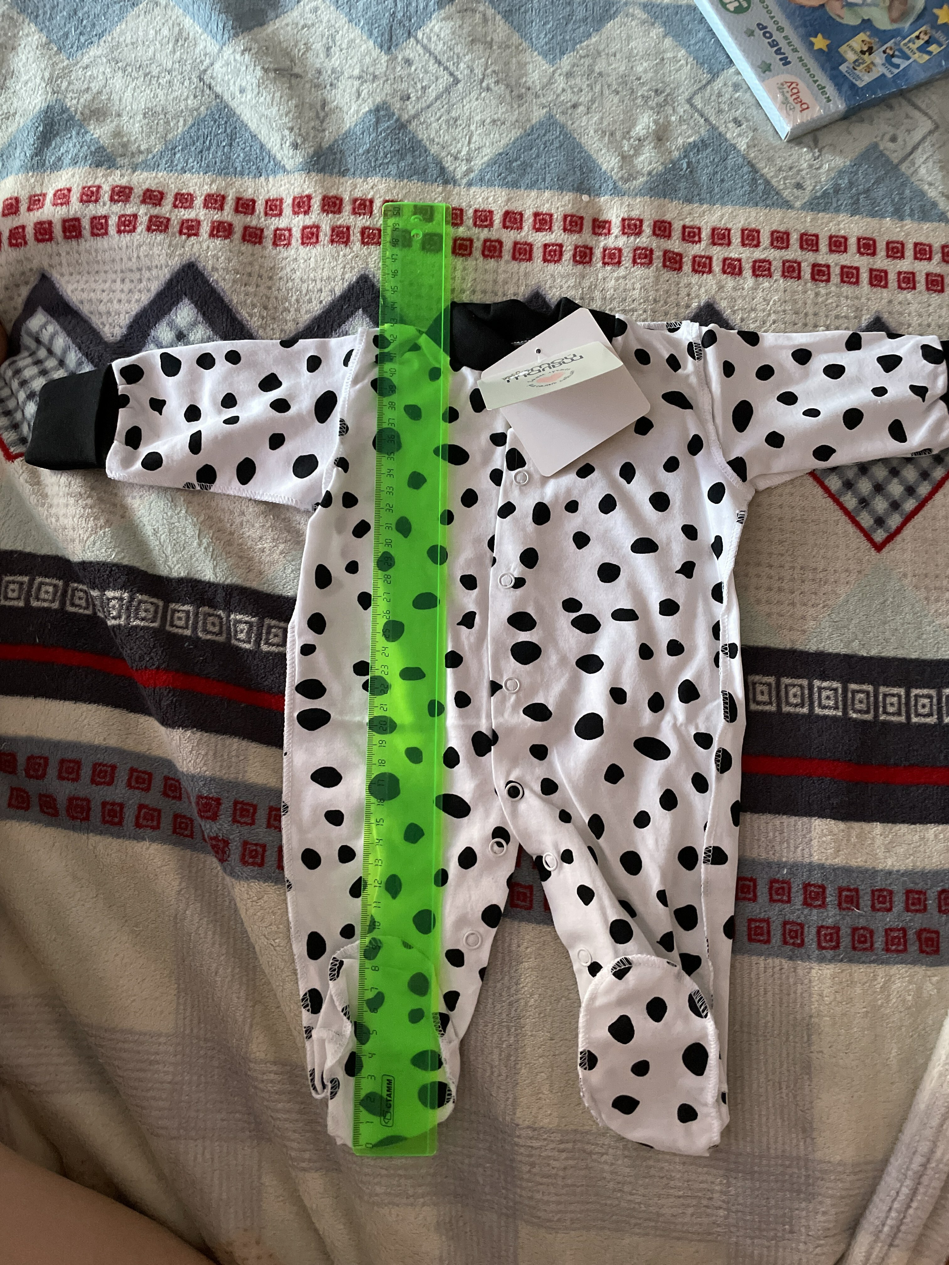 Фотография покупателя товара Комбинезон детский «Далматинец», цвет белый, рост 62 см - Фото 3