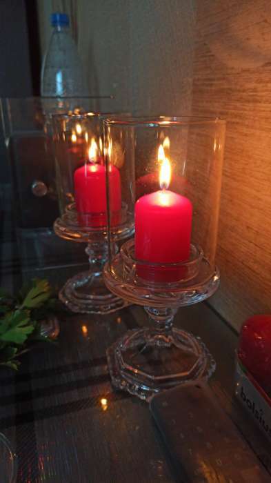 Фотография покупателя товара Подсвечник стекло на 1 свечу "Бокал на ножке" фиолетовый 18х8,5х5 см - Фото 1