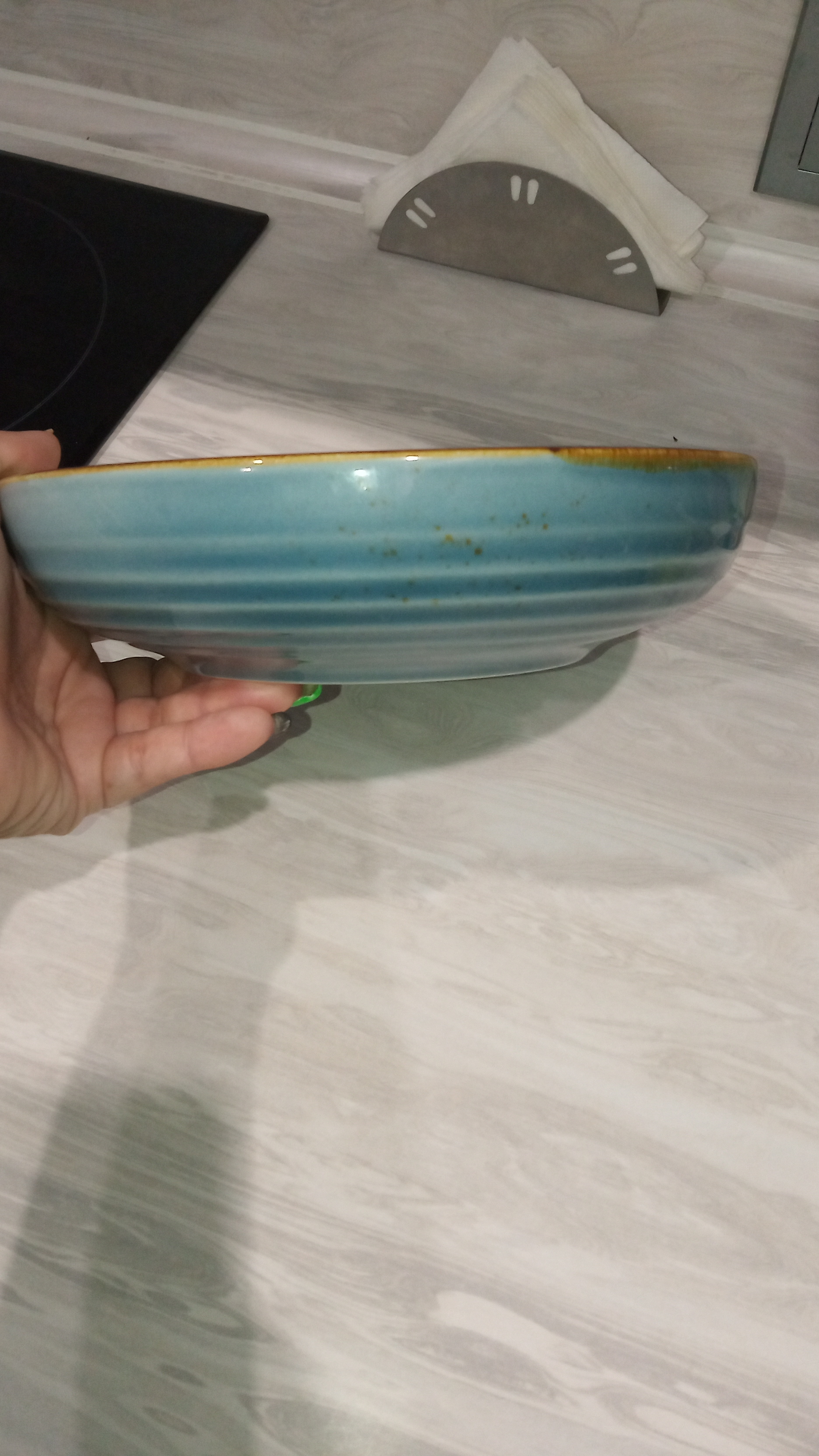 Фотография покупателя товара Тарелка фарфоровая глубокая Magistro «Церера», 1,1 л, d=22 см, цвет голубой