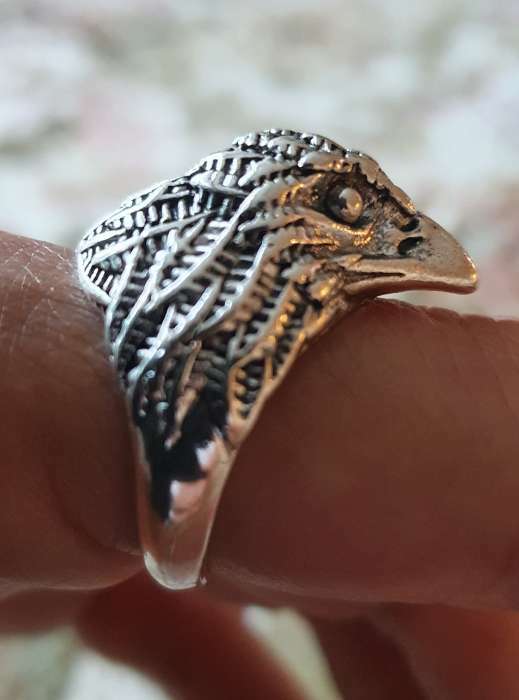 Фотография покупателя товара Кольцо «Перстень» сокол, цвет чернёное серебро, безразмерное - Фото 3