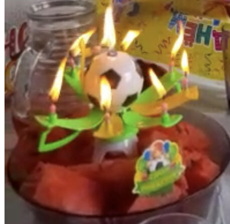 Фотография покупателя товара Свеча музыкальная в торт футбольный кубок « С днем рождения» - Фото 1