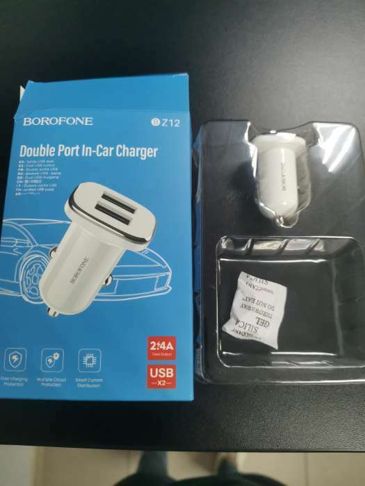 Фотография покупателя товара Автомобильное зарядное устройство Borofone BZ12, 2xUSB, 2.4 А, белое - Фото 1