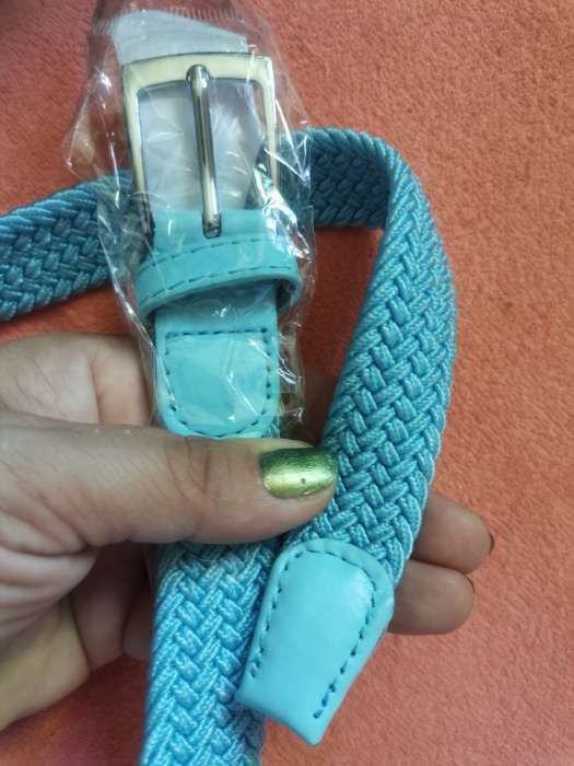 Фотография покупателя товара Ремень детский, ширина 3 см, пряжка металл, цвет голубой - Фото 2