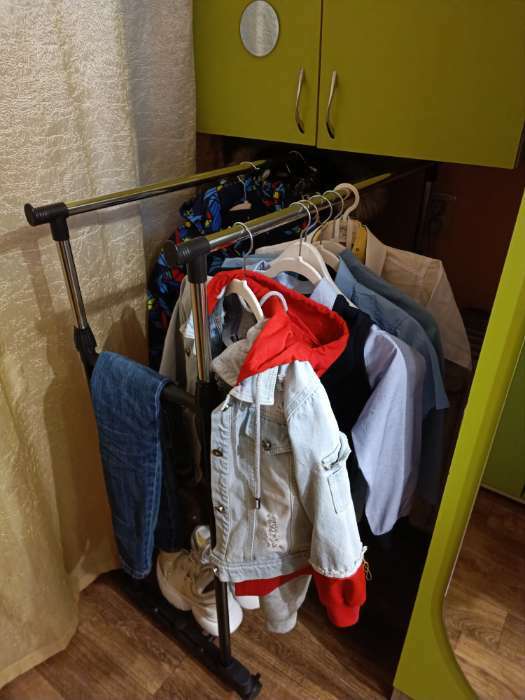 Фотография покупателя товара Вешалка напольная для одежды телескопическая Доляна, 2 перекладины 80×43×90(160) см, окрашенный металл