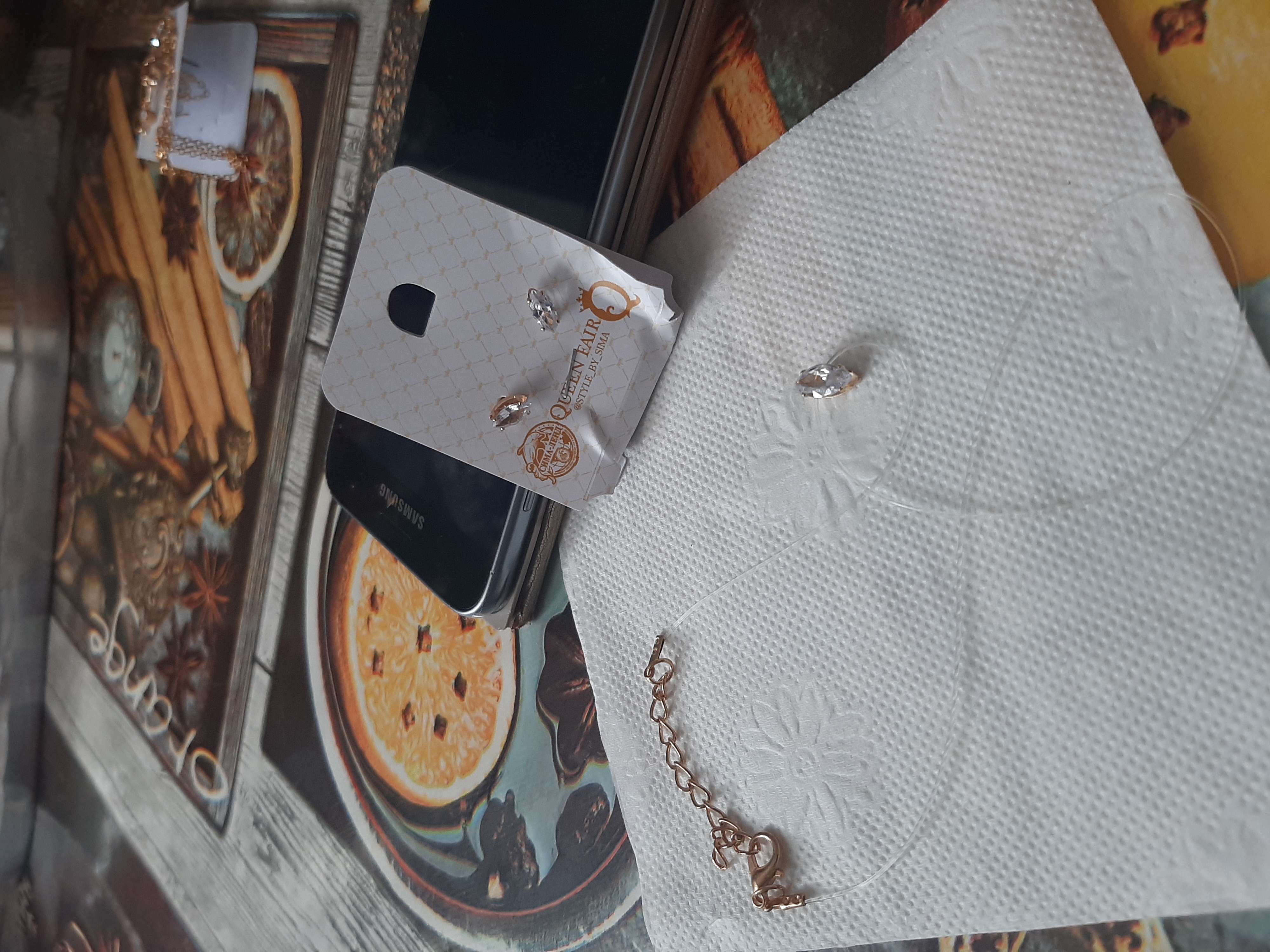 Фотография покупателя товара Гарнитур 2 предмета: серьги, кулон «На леске» эллипс, цвет белый в золоте, 35 см