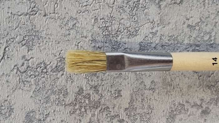 Фотография покупателя товара Кисть Щетина плоская №14 (ширина обоймы 14 мм; длина волоса 22 мм), деревянная ручка, Calligrata