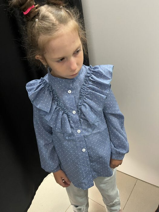 Фотография покупателя товара Рубашка детская MINAKU: Cotton collection цвет синий, рост 116 - Фото 1