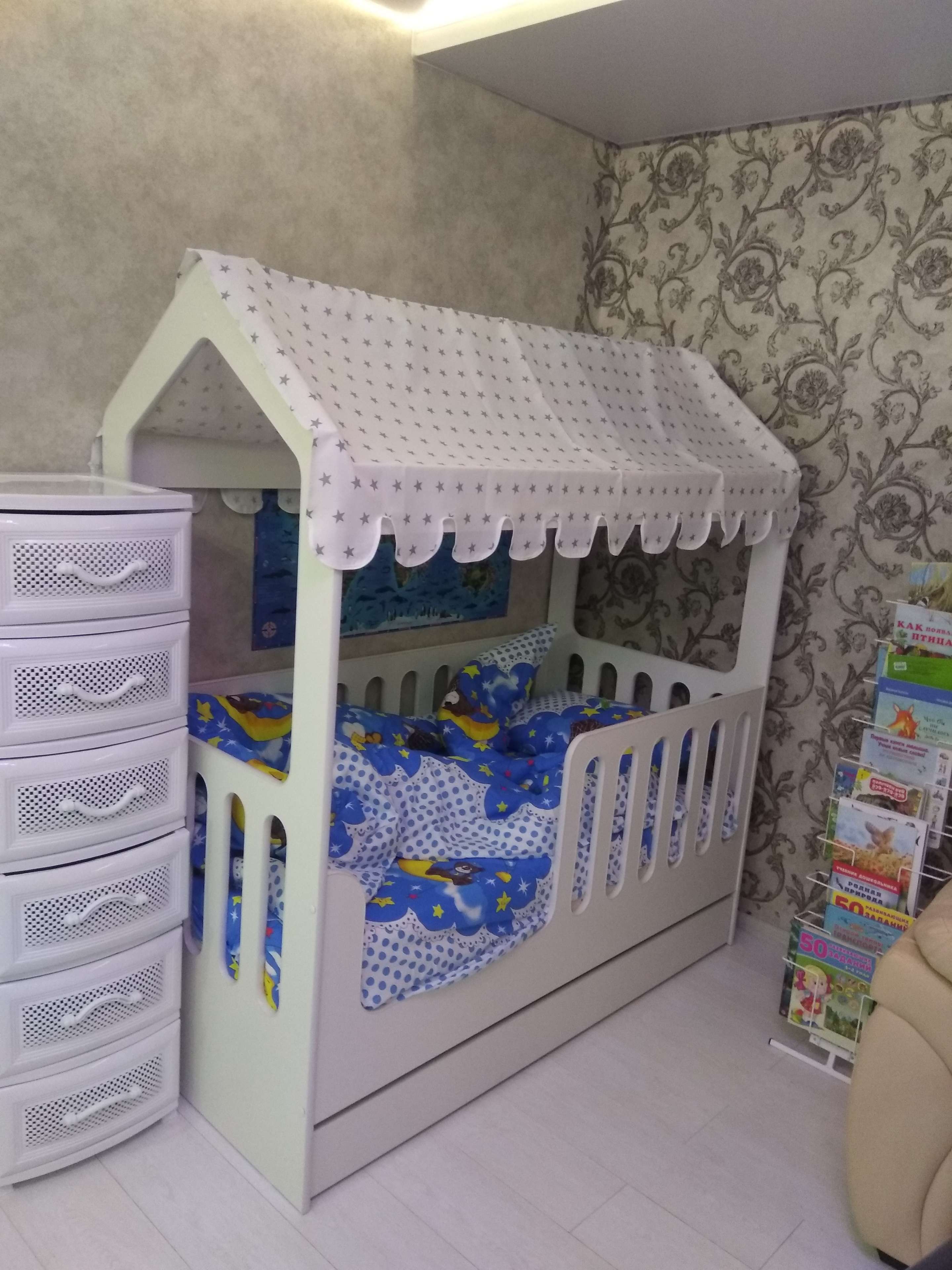 Фотография покупателя товара Детская кровать-домик с ящиком, белый, 800х1600, текстиль 2 - Фото 3