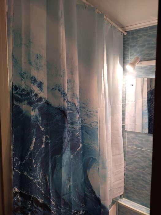 Фотография покупателя товара Штора для ванны Доляна WAVE, с люверсами, 180×180 см, полиэстер - Фото 2
