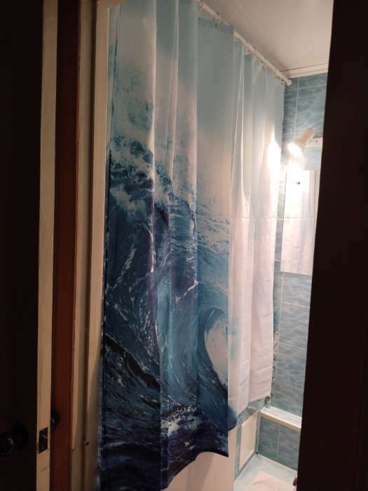 Фотография покупателя товара Штора для ванны Доляна WAVE, с люверсами, 180×180 см, полиэстер - Фото 1