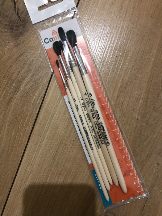Фотография покупателя товара Набор кистей Белка 5 штук, Calligrata №4 (круглые №: 1, 2, 3, 4, 5), деревянная ручка
