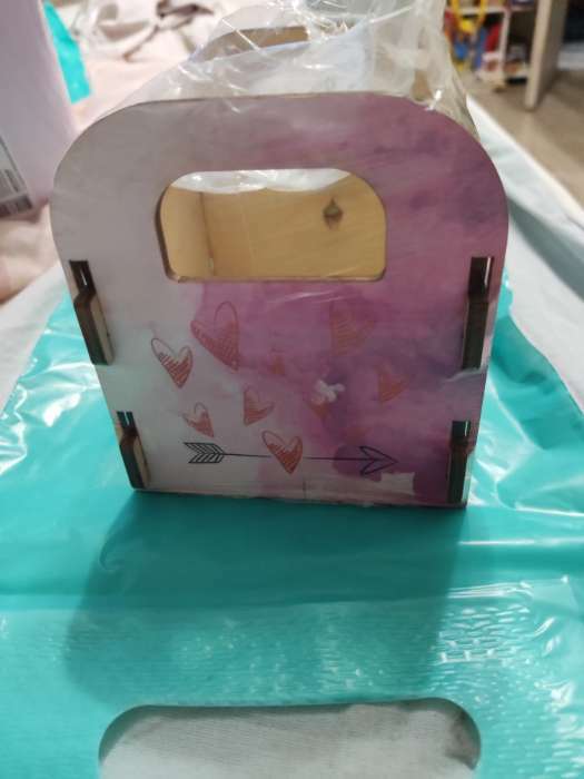 Фотография покупателя товара Кашпо деревянное 10.5×10×11 см подарочное Рокси Смит "С Днём рождения! Розоватость", коробка - Фото 7