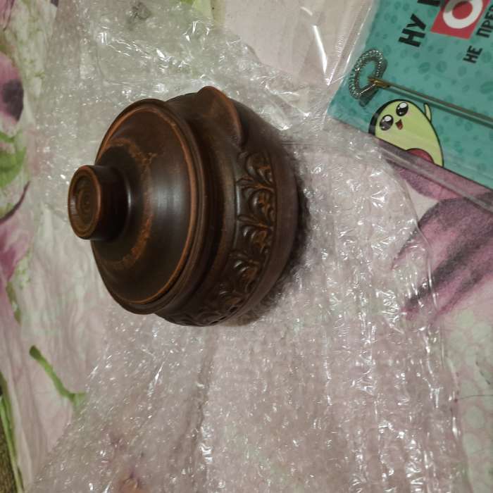 Фотография покупателя товара Горшок для запекания с крышкой "Лоли", декор, красная глина, 0.6 л, микс - Фото 7