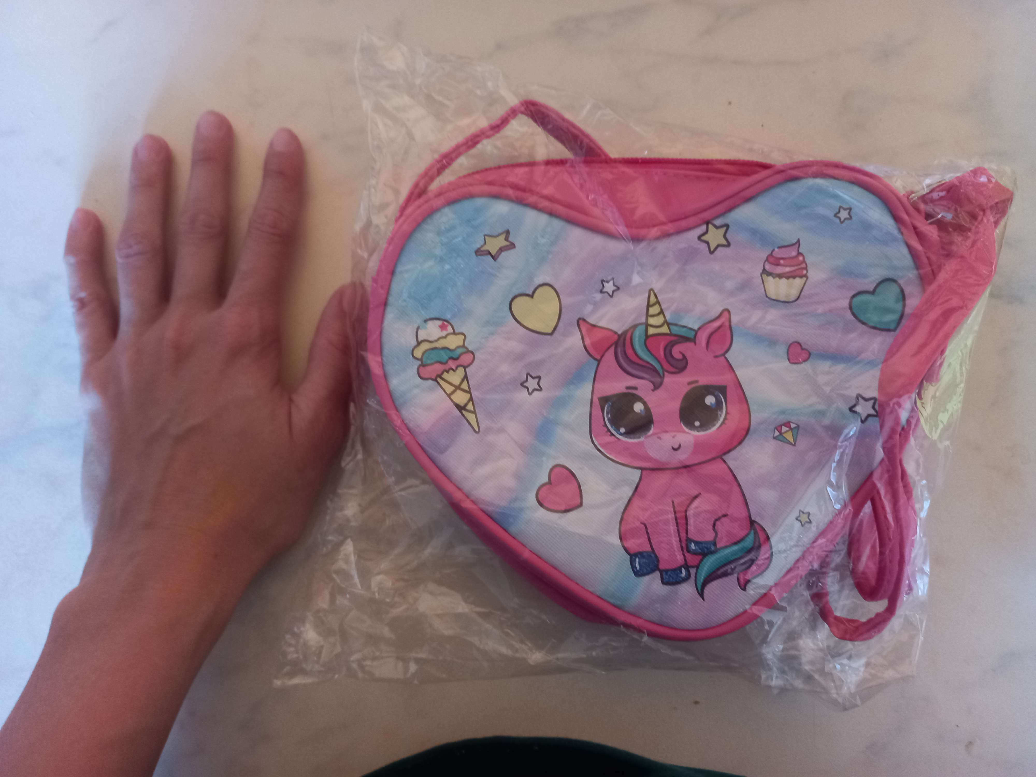 Фотография покупателя товара Сумка детская для девочки в форме сердца «Единорог», розовый, 19х17х5 см