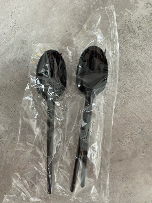 Фотография покупателя товара Набор одноразовой посуды "Вилка, ложка" черный, 16,5 см
