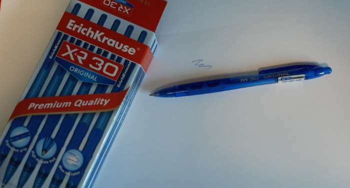 Фотография покупателя товара Ручка шариковая автоматическая XR-30, узел 0.7 мм, чернила синие, резиновый упор, длина линии письма 1000 метров - Фото 1