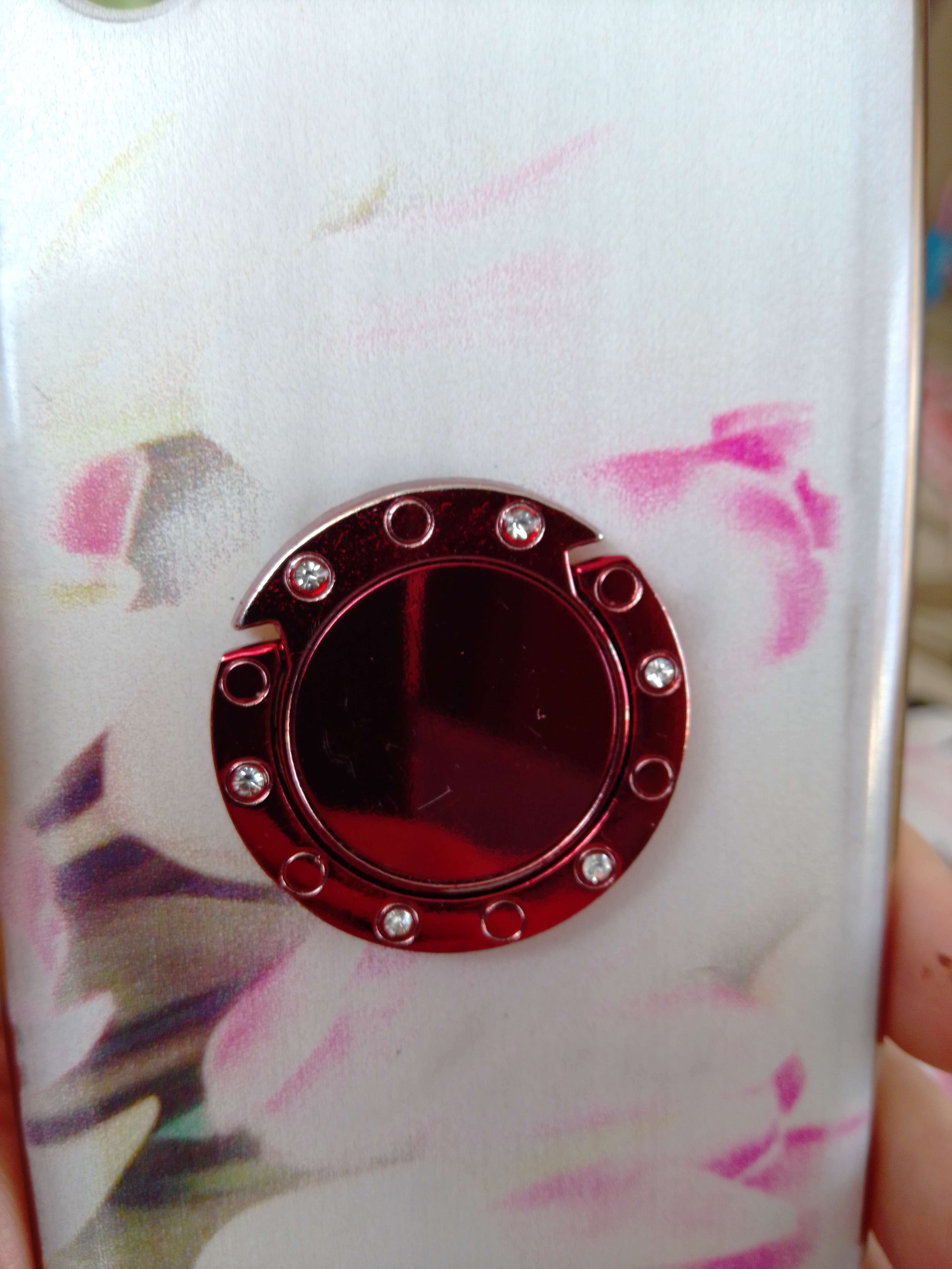 Фотография покупателя товара Держатель-подставка с кольцом для телефона LuazON, в кольца с камнями, красный