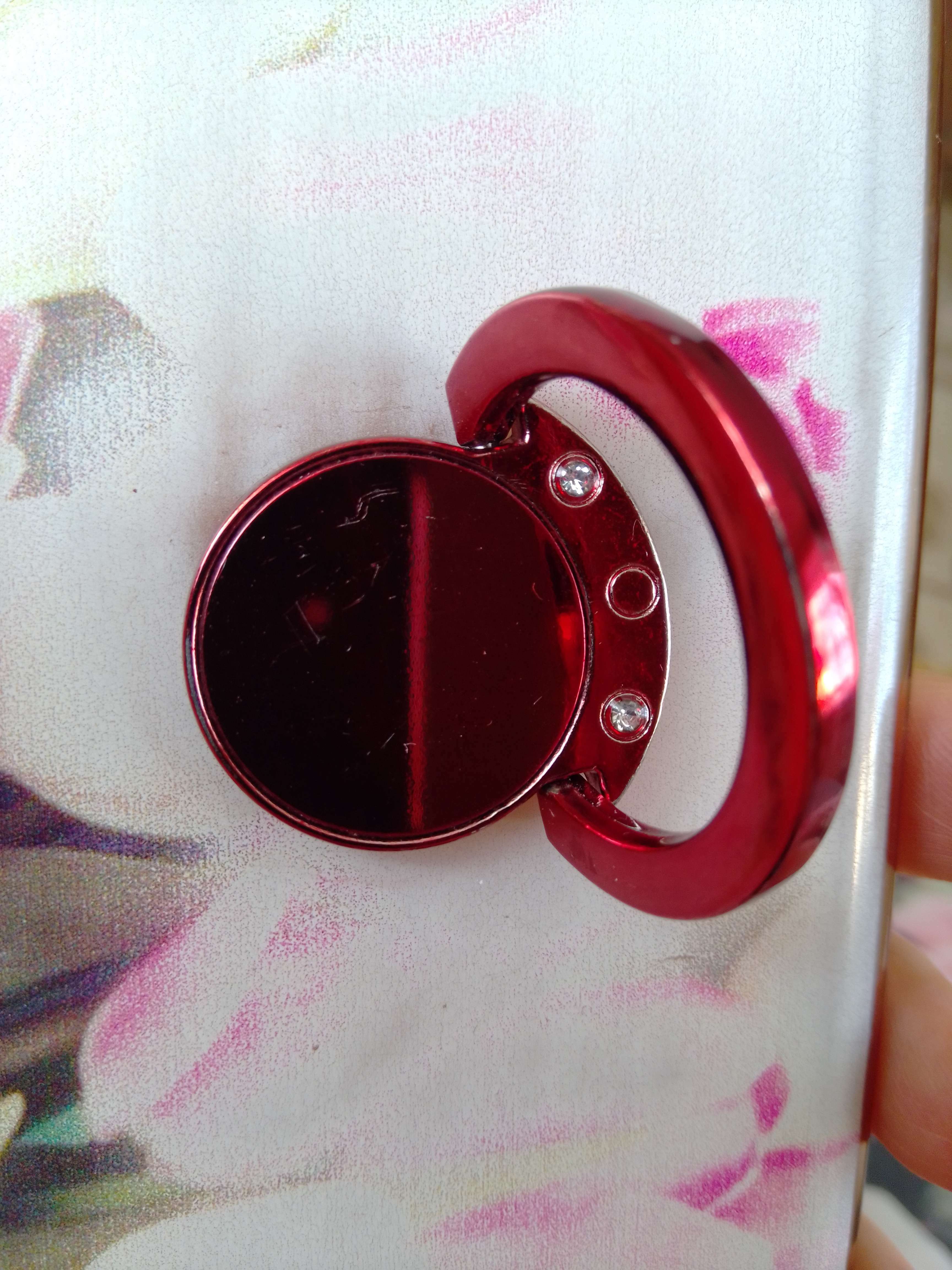 Фотография покупателя товара Держатель-подставка с кольцом для телефона LuazON, в кольца с камнями, красный - Фото 4