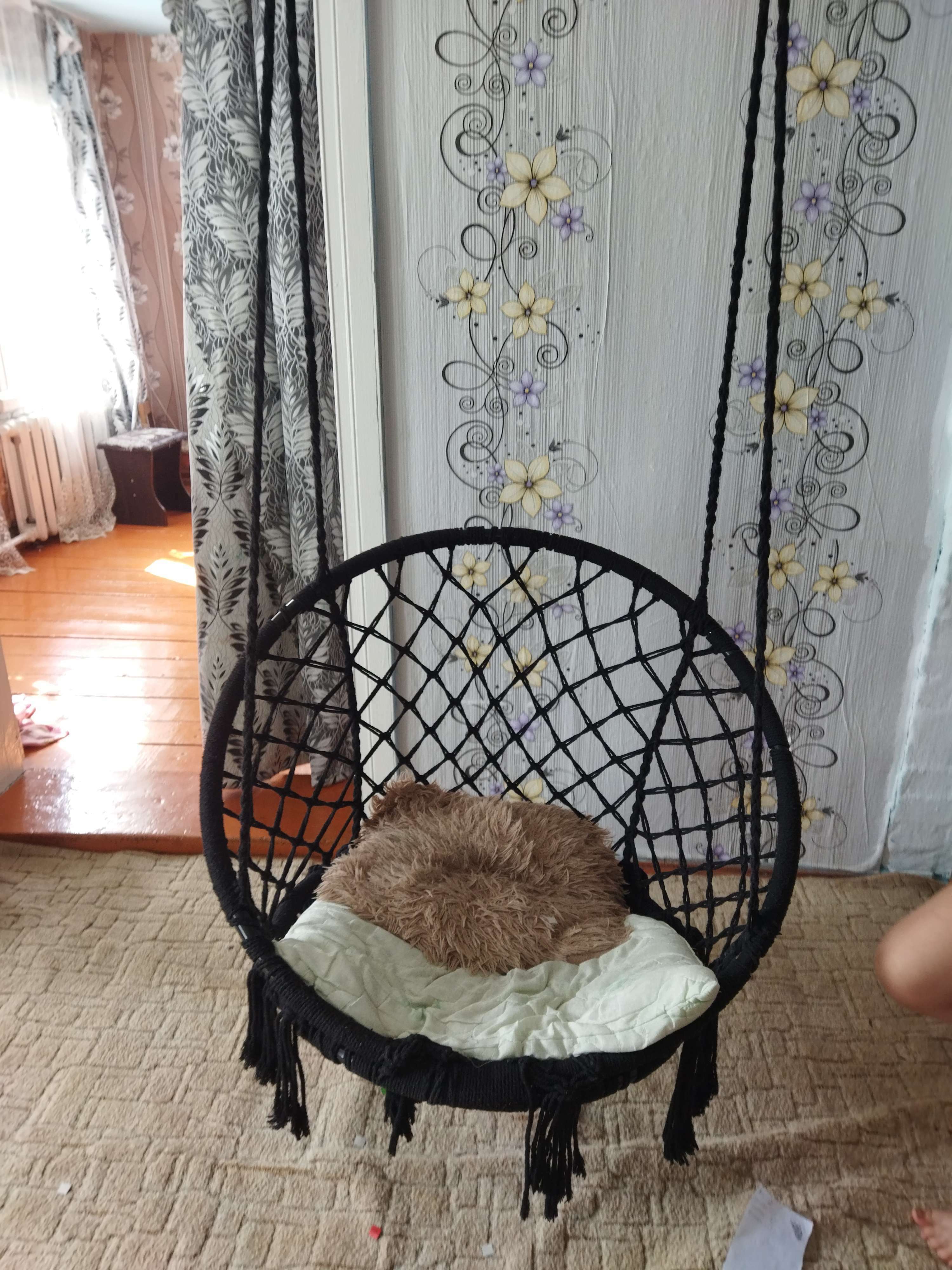 Фотография покупателя товара Гамак-кресло Maclay, плетёное, 60х80 см, цвет чёрный - Фото 3