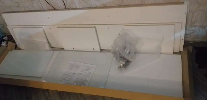 Фотография покупателя товара Тумба под ТВ подвесная №2, 1800х420х300, цвет белый / белое стекло - Фото 16