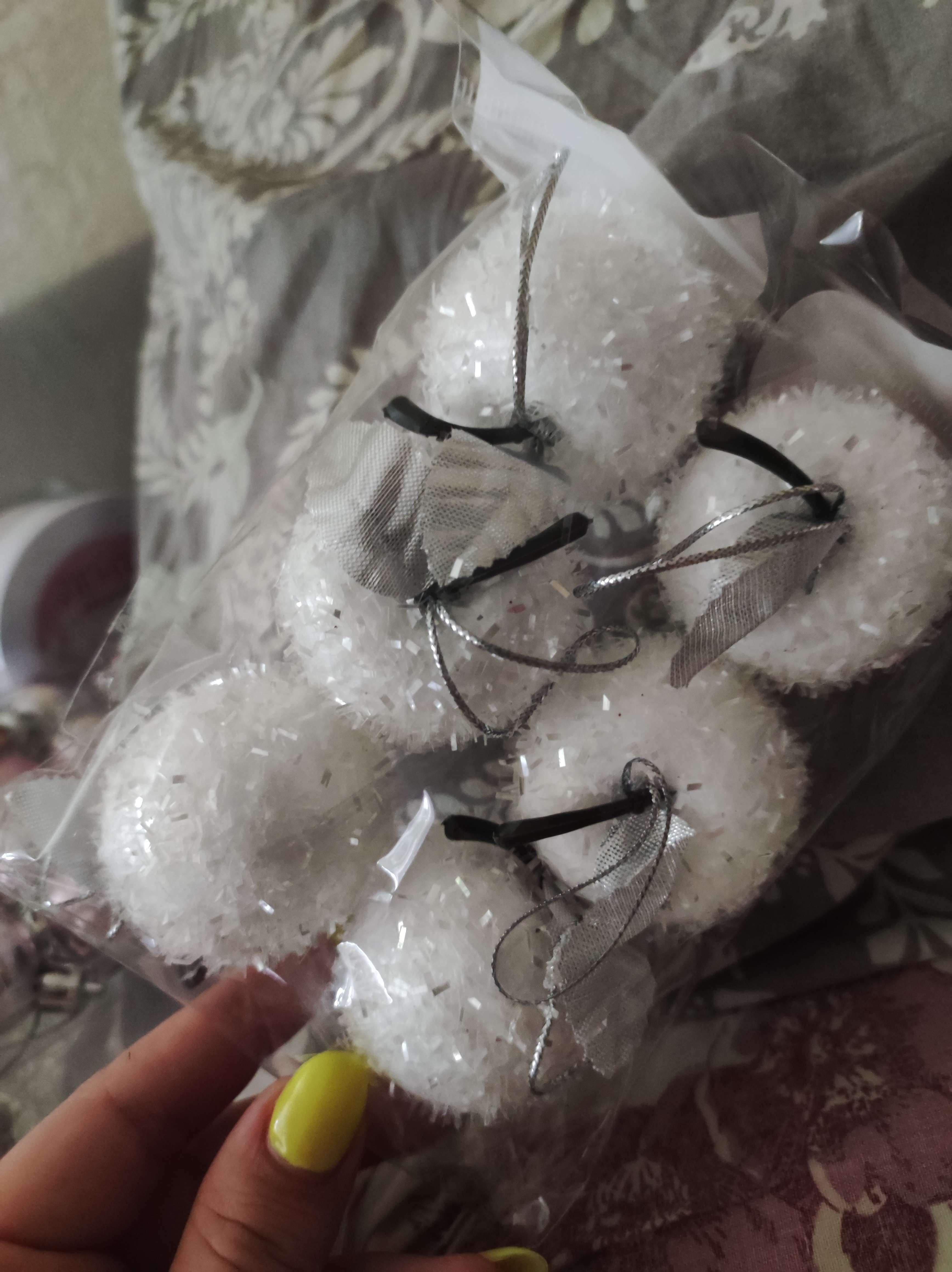 Фотография покупателя товара Украшение ёлочное "Яблочко" (набор 6 шт) 4 см, бело-серебристый - Фото 6