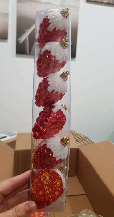 Фотография покупателя товара Украшение ёлочное "Ягодка" (набор 6 шт) 6,5х4 см, красный