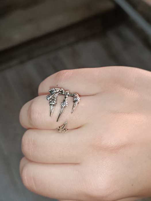 Фотография покупателя товара Кольцо «Перстень» когти, цвет чернёное серебро, безразмерное - Фото 3
