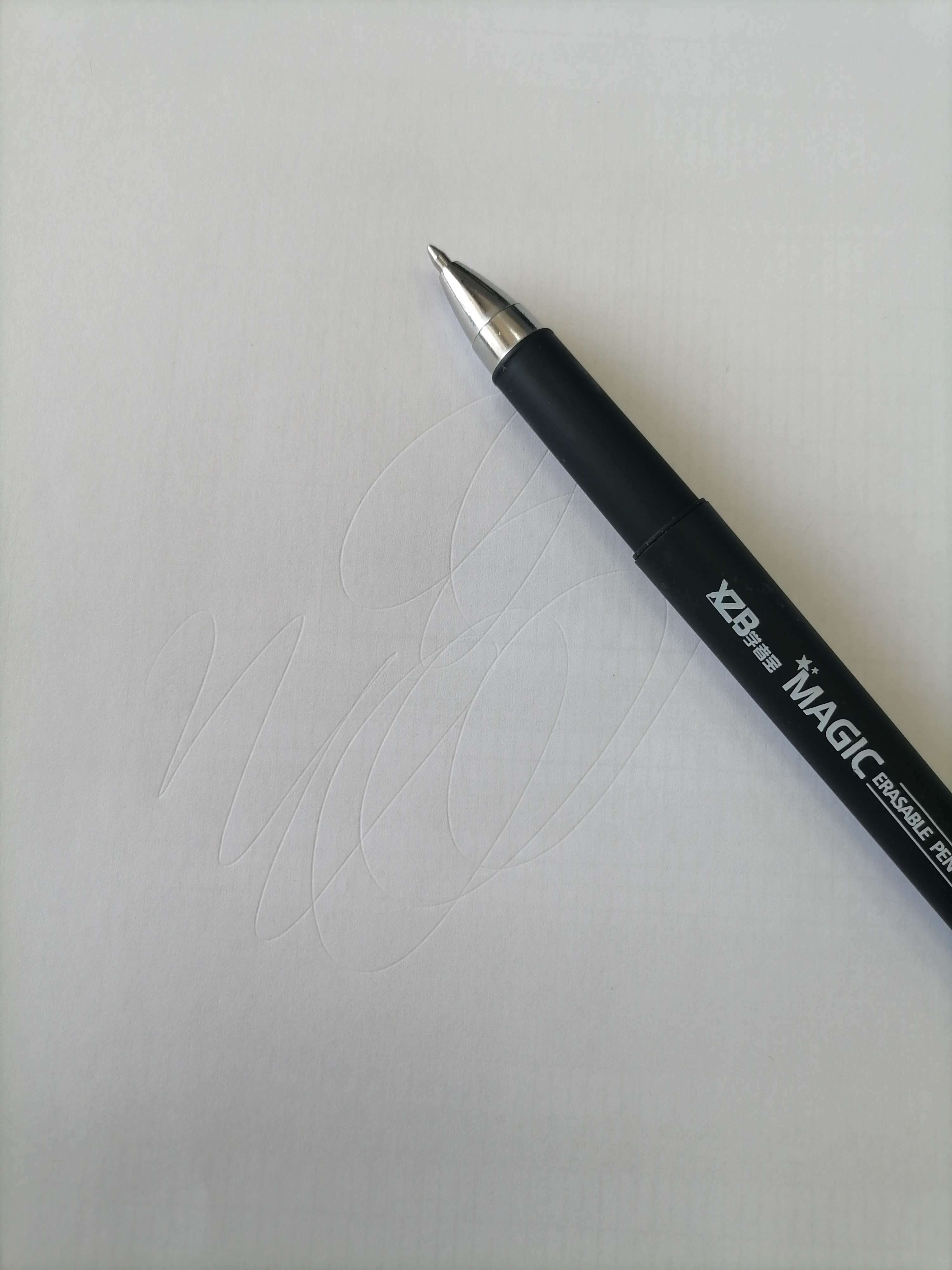 Фотография покупателя товара Ручка шариковая со стираемыми чернилами, линия 0,8 мм, стержень синий, корпус прорезиненный МИКС (штрихкод на штуке)