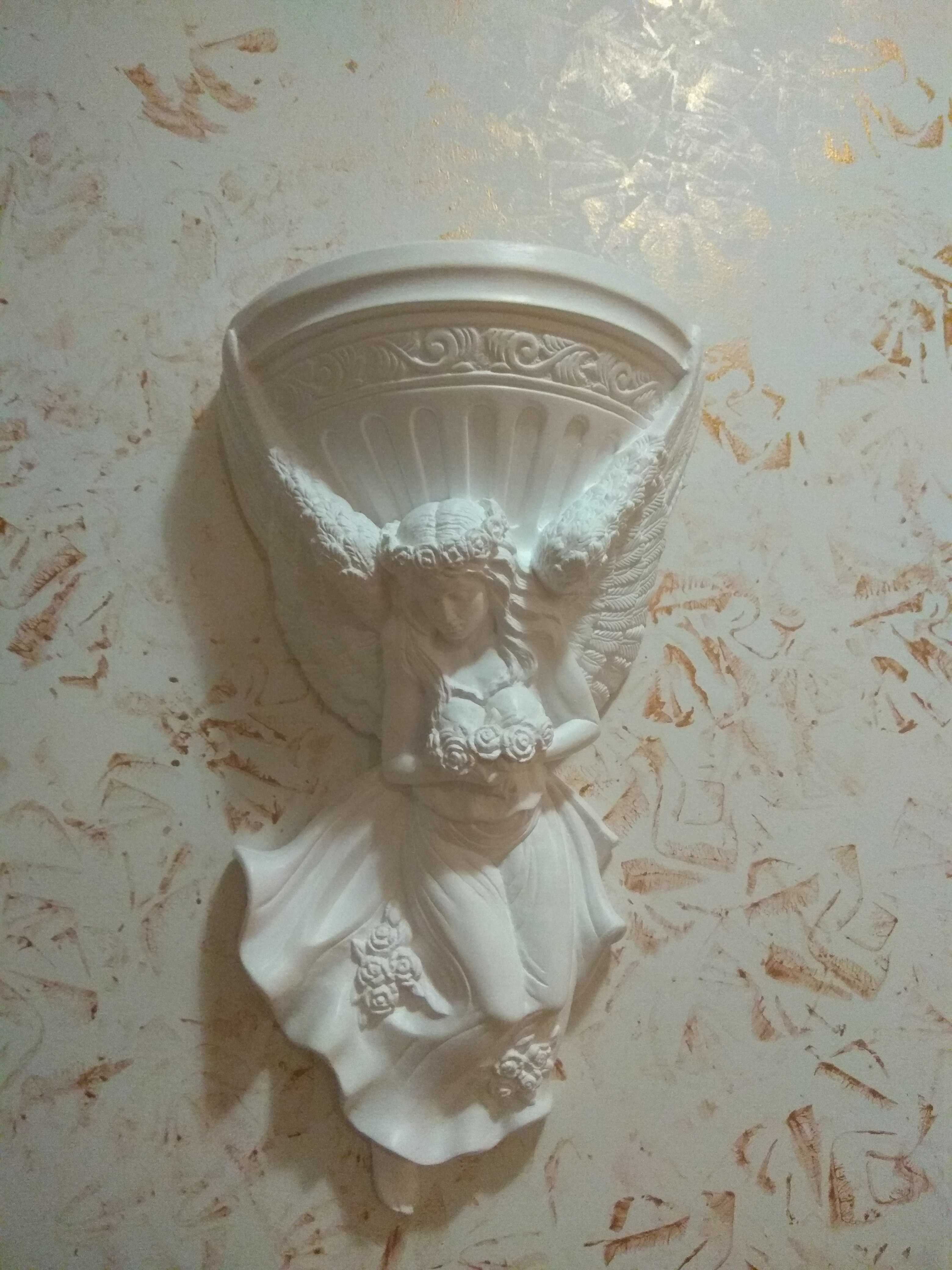 Фотография покупателя товара Кашпо настенное декоративное "Ангел", белое, гипс, 24х14х41 см - Фото 7