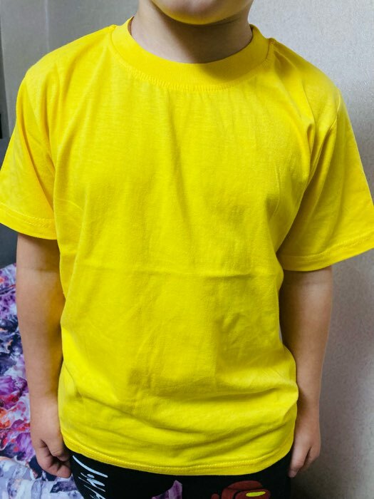 Фотография покупателя товара Футболка детская, цвет жёлтый, рост 110 см - Фото 3