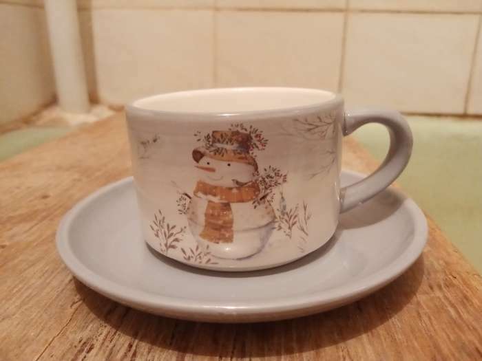 Фотография покупателя товара Чайная пара Доляна «Снеговик», 2 предмета: чашка 210 мл, блюдце d=15 см - Фото 13