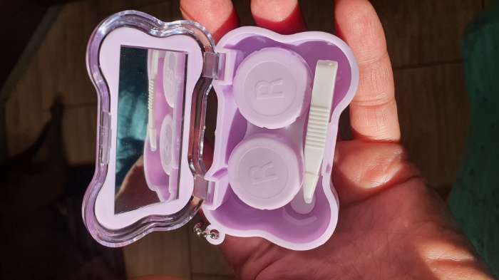 Фотография покупателя товара Набор для контактных линз, в футляре с зеркалом, 3 предмета, цвет МИКС - Фото 2