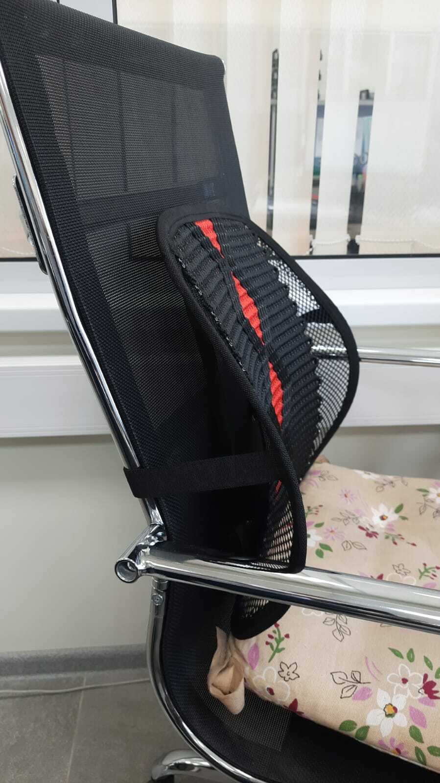 Фотография покупателя товара Ортопедическая спинка на сиденье усиленная, ромб, 38×39 см, черный - Фото 1