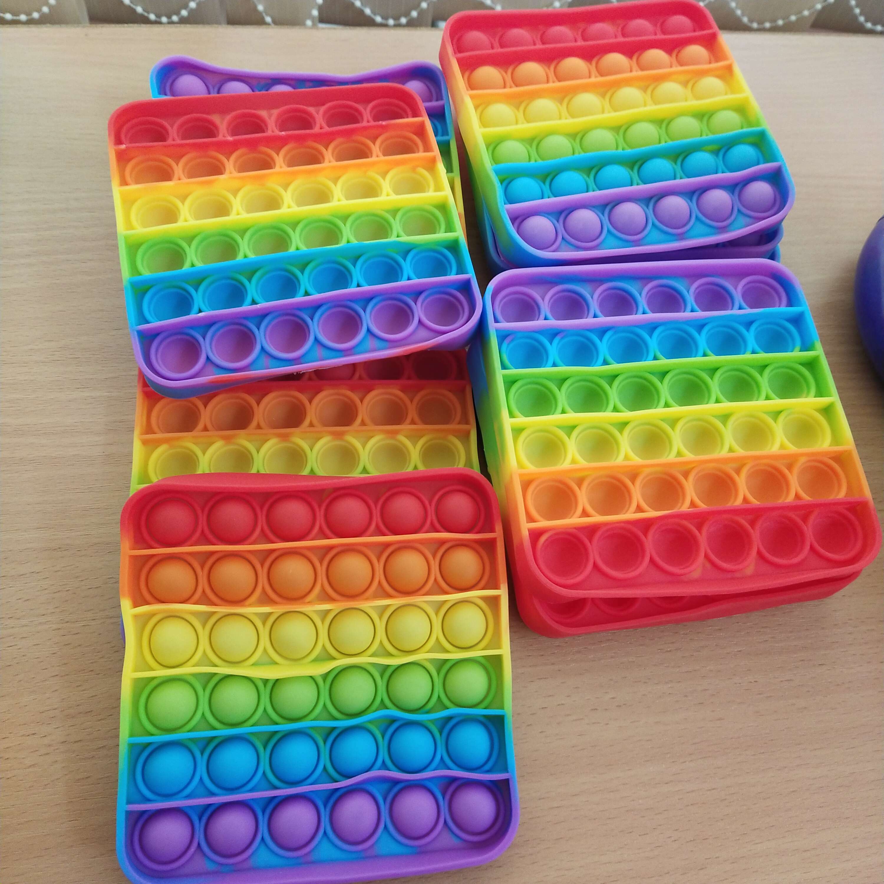 Фотография покупателя товара Антистресс тактильная сенсорная игрушка «POP IT», квадратная, радужная - Фото 5