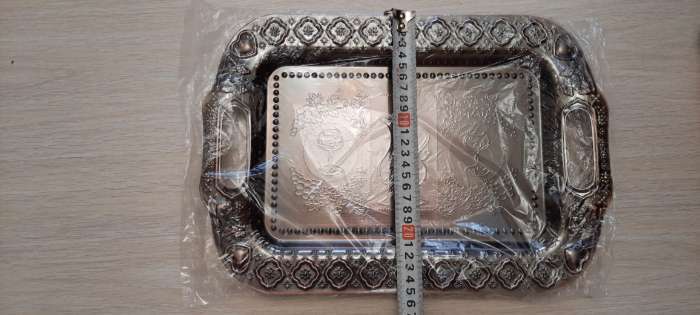 Фотография покупателя товара Поднос из нержавеющей стали «Дарк», 35×26×3 см, цвет бронзовый - Фото 6