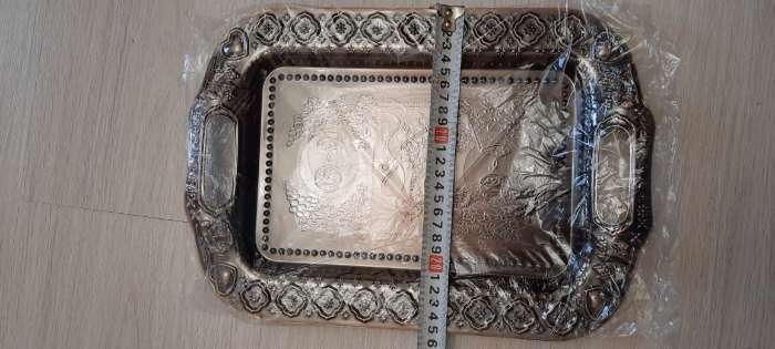 Фотография покупателя товара Поднос из нержавеющей стали «Дарк», 35×26×3 см, цвет бронзовый - Фото 3